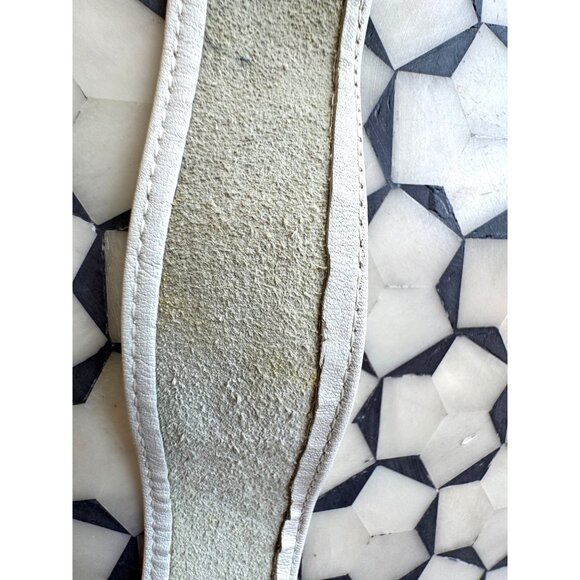 Vintage White Full Grain Leather Belt With Gold-Tone Buckle M/L 30" - Picture 8 of 8